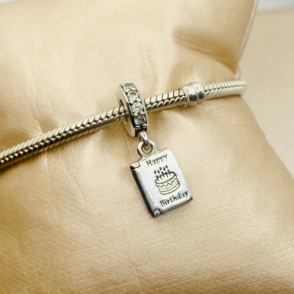 EUC Pandora 791723CZ Sterling Silver Birthday Wishes Card w/ Clear Zirconia - Picture 3 of 11